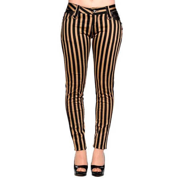 Banned Apparel Pants - *LAST CHANCE* Black and Brown Stripe Skinny Pants - BNWT
